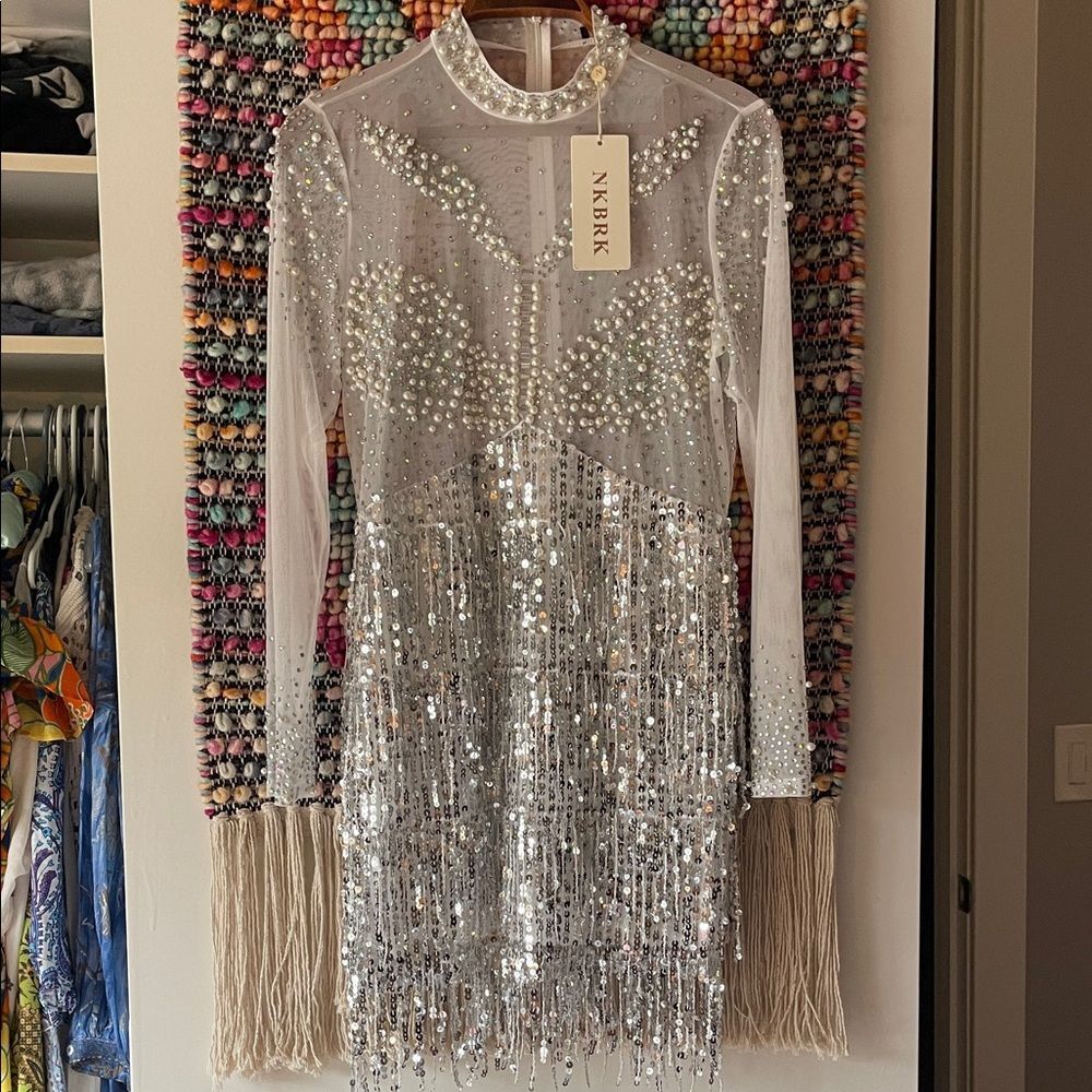 NKBRK Glittering Silver Sequin Dress